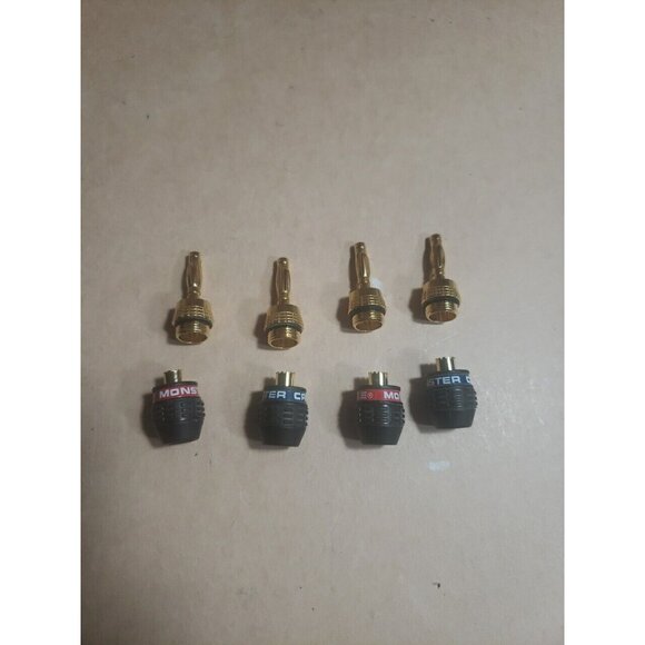 Monster Cable Speaker AMP Quick Lock Gold Plated Banana Plugs = 2 Blue Red Pairs - Picture 3 of 10